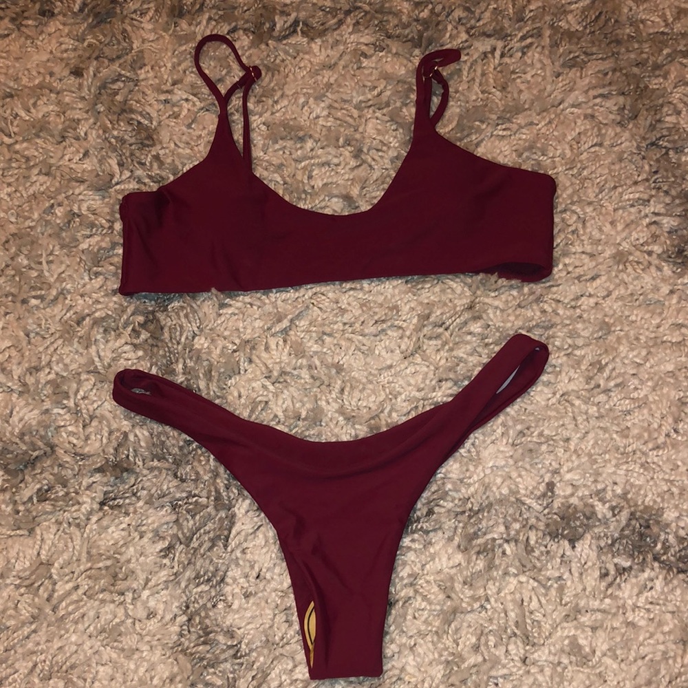 Brand new cheeky burgundy 2 piece swim suit